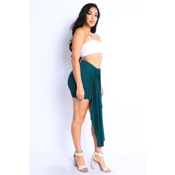 Womens Sexy High Waist draped drop Ruched Short Mini Skirt Small Medium Large - Picture 4 of 9